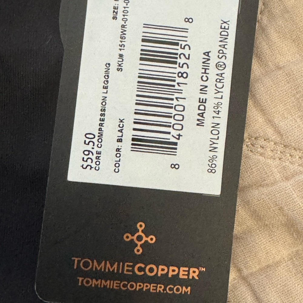 Black Copper Infused Leggings by Tommie Copper Size Medium - Picture 6 of 7